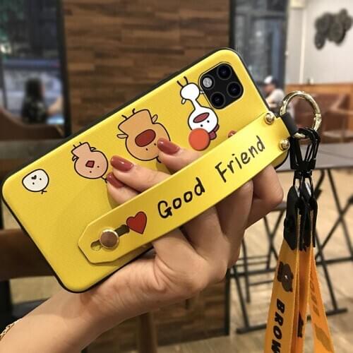 Durable Lanyard Phone Case For Xiaomi Redmi 9C/Redmi 9 India Soft Wrist Strap Back Cover Silicone Anti-dust