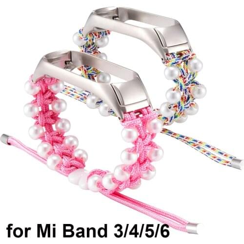Handmade Nylon Strap for Xiaomi Mi Band 6 4 5 3 Bracelet Sport Jewelry Wristband Miband 6/5/4/3 Watchband for Women