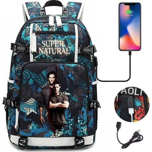 Supernatural Backpack Women Men Multifunction Waterproof USB Charging Laptop Backpack School Travel Bags for Boys Girls