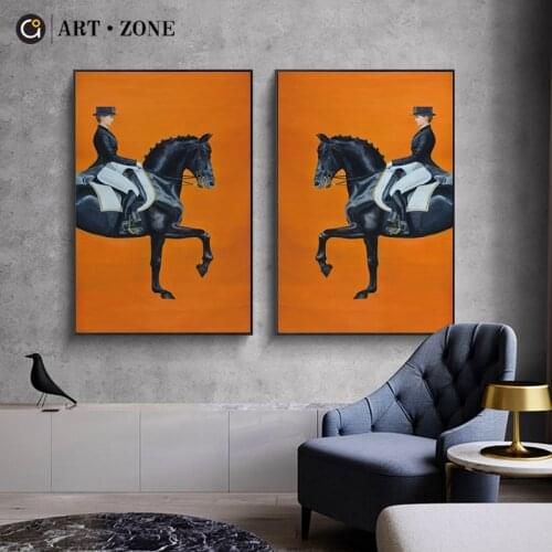 Nordic Riding Horse Gentleman posters prints canvas paintings wall art for living room decor for bedroom aesthetic Artwork