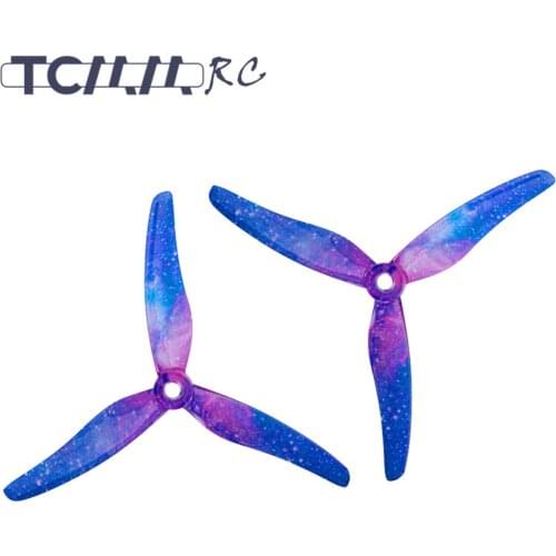 TCMMRC 2 pairs GAMFAN 5143-3 Yellow/Clear Blue/red Propeller Carbon Blade Rotors Paddle FPV Drones Accessories