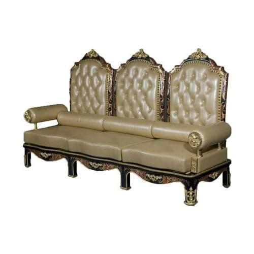 European style three person sofa solid wood carved high back sofa luxury living room integrated palace settee