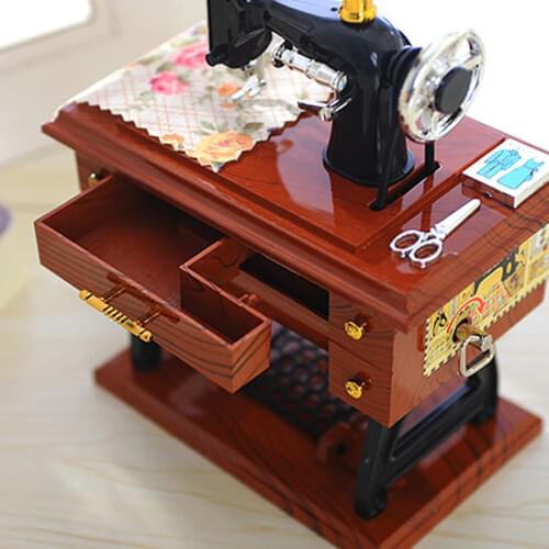 Sartorius Music Box Vintage Creative Gift Sewing Machine Musical Toy Music Box for Birthday Wedding Christmas Home Decor