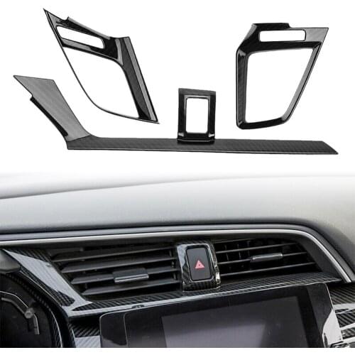 Carbon Fiber ABS Car Inner Interior Dashboard Air Vent Cover Trim For Honda Civic 10th 2016 2017 2018 2019 2020