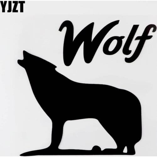 YJZT 15.2CM×14.6CM Fashion Animal Wolf Pattern Vinyl Car Sticker Decal Black/Silver 8C-0349
