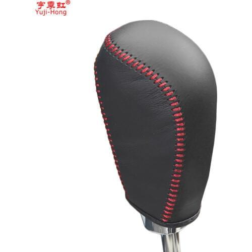 Yuji-Hong Car Automatic Gear Covers Case for Chery Arrizo M7 Auto Shift Collars Genuine Leather Car Styling DIY Gear Knob Cover