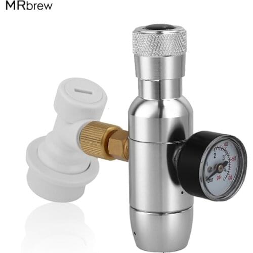 Beer Keg Charger CO2 Dispenser,Keg Regulator 0-60 PSI, 3/8" Thread Adapter, Gas Ball Lock Quick Disconnect For Homebrewing