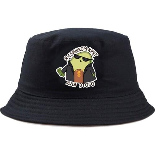 Cartoon Avocado print Bucket Hat men Cotton Fishing Hunting Cap Outdoor Beach Fisherman Panama Womens Bucket Hat