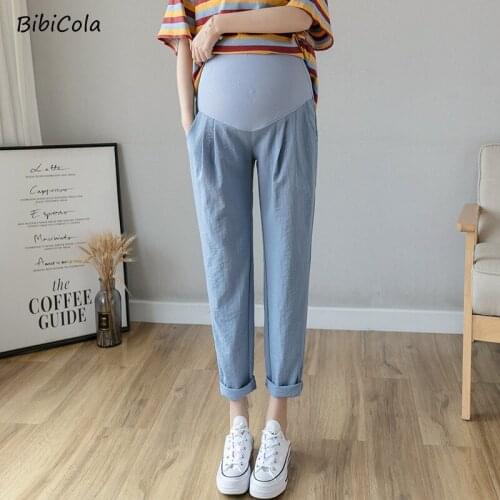 Womens Pants Stomach Pregnant Womens Trousers Elastic Belly Protection Maternity Pregnant Pants Trousers Loose Pants