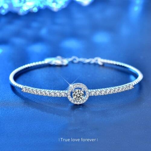 Original 100% 925 Sterling Silver Wedding Bridal Anniversary 1.3 Carat CT D Color VVS1 High Quality Moissanite Bracelet
