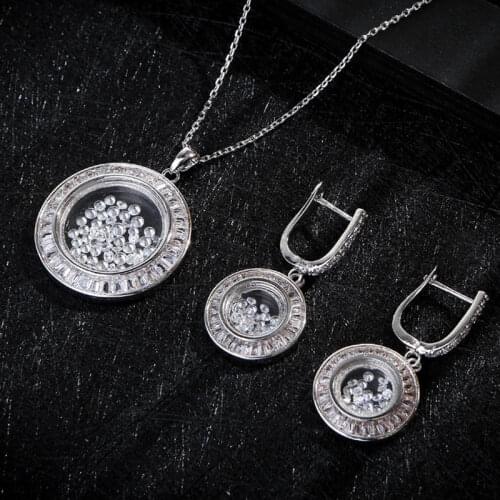 Zlxgirl jewelry luxury brand cubic zircon wedding chain pendant with earring jewelry sets womens inniversary bijoux sets
