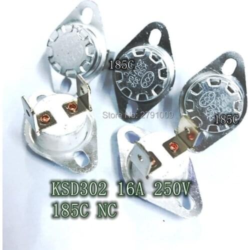 10 KSD302 / KSD301 185C Normally Closed Manual Reset Temperature Switch Ceramics 16A 250V 185 Degrees NC Automatic Disconnection
