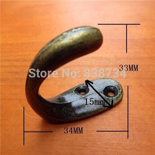 10pcs 15*34*33MM zinc alloy bronze coloured vintage hat coat clothes wall wardrobe hook