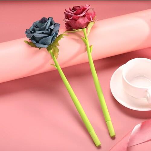 10PCS Rose Gift Pen Feel Comfortable Silicone Craft Flower Gel Pens Office Accessories Cute Stationary Supplies