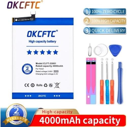 100% Original OKCFTC 4000mAh CLYT-33001 Battery For YOTAPHONE 3 YOTA 3 YOTA Y3 YOTAPHONE3