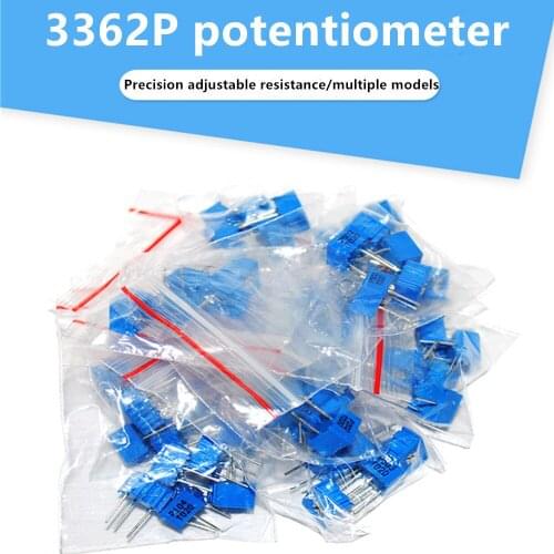 100Pcs/lots 3362P 103 10K Multi-Turn Trimmer Resistance 3362 Potentiometer 1M 1K 20K High Precision Adjustable Ohm Resistance