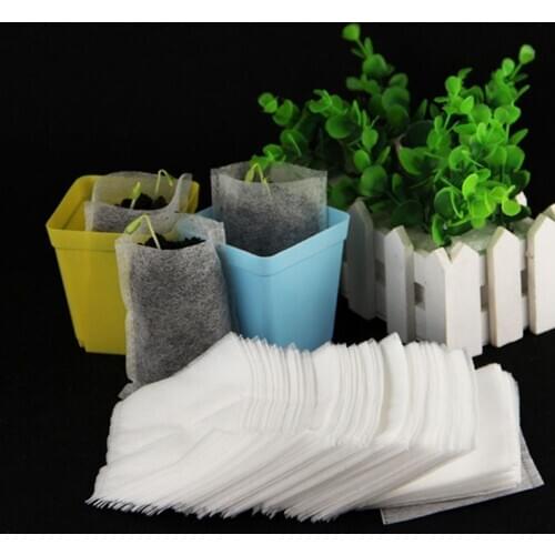 100pcs Non-Woven Degradable Seedlings Lift Bags Fabrics Nursery Bags Pot Flowers Seed Pouch Potted Plant Grow Bag Breathable