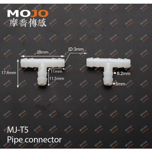 2020 Free shipping!! MJ-T5 5mm PP Tee type liquid connector (100pcs/lots)
