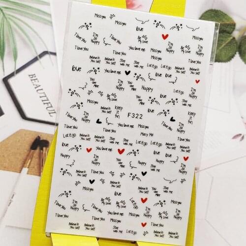 3D Nail Sticker English Letter Designs Nail Art Decorations Stickers Foil Decals Wraps Manicure Accessories Nails Decoraciones