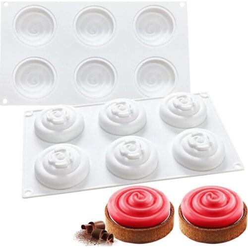 6 Holes Ripple Shape Silicone Cake Mold For Baking Decoration Mould Dessert Mousse Pan Bakeware Moule Pastry Tools