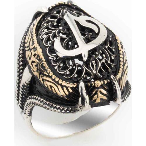 925 sterling Silver Clawed Aleph Vav Ring