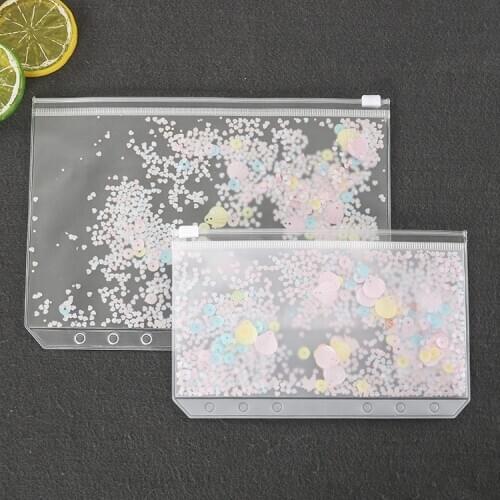 A6 A5 Binder Pockets 6 Holes Binder Zipper Folders Notebook Binder Loose Leaf Bags, Waterproof Pouch Document Filing Bags Cards