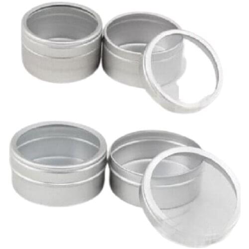 20/40g Cream Jar Tin Cosmetic Lip Balm Containers Nail Crafts Pot Storage Box Refillable Empty Aluminum Bottle Clear Window Lid