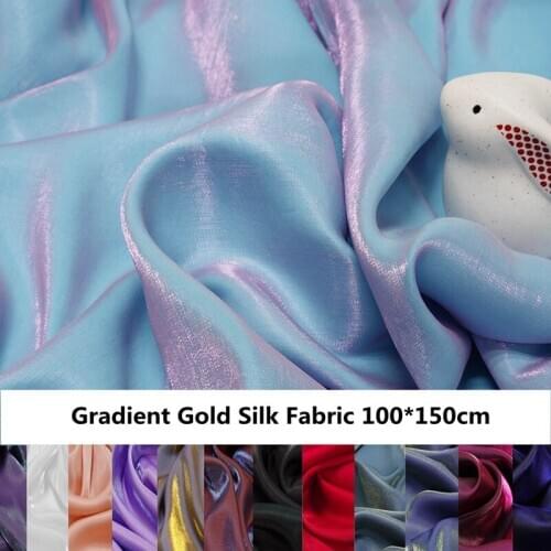 Shiny Silk Designer Fabric For Bjd Doll Dress Wedding Dress Gradient Gold Silk High Drape 100x150cm