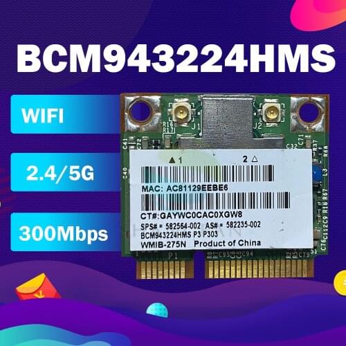 BroadCom BCM943224HMS BCM43224 300Mbps 2.4/5G Dual band Half Mini PCIe Wireless card