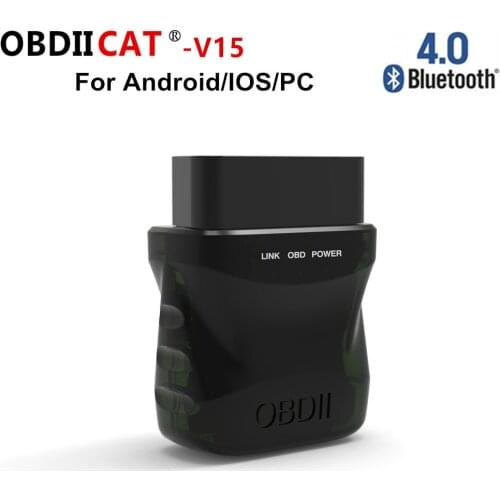 OBDIICAT-V15 ELM327 v1.5 Supports Bluetooth 4.0 OBD2 OBDII Protocols for IOS & Android ELM 327 Auto Diagnostic Scanner Tool