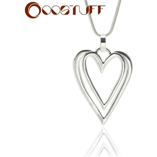 Silver Color Heart Long Chain Pendant Necklace Neck Choker Fashion Suspension Jewelry Decorative Womens Wedding Gift Hotsale