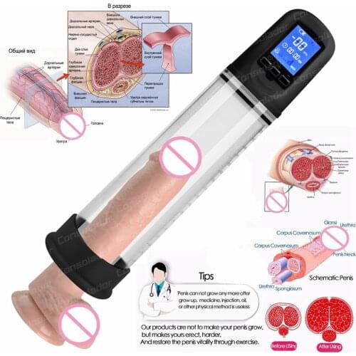 Electric Penis Pump Dick Enlargement Sleeve Vacuum Erection Enhancer Penile Pump for Men Male Masturbator Sex Toys Massager Ring