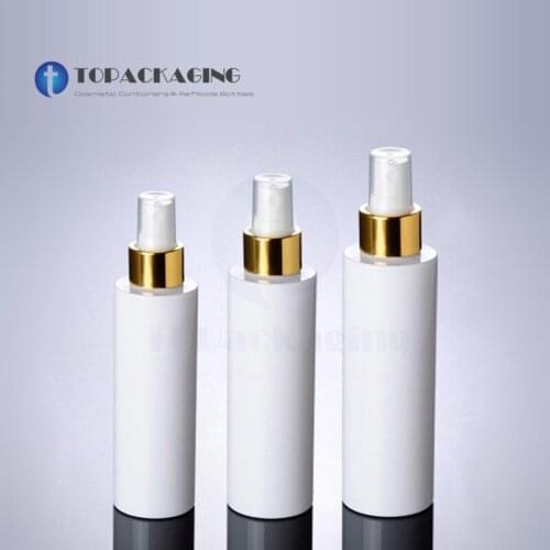 100/150/200ML Spray Pump Bottle,White Plastic Perfume Sub-bottling,Empty Cosmetic Container,Anodized Aluminum Ring Mist Atomizer