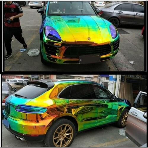 23mx1.35m Holographic Chameleon Green Orange Neo Chrome Whole SUV Car Body Vinyl Wrap Film Sheet Roll Sticker Decals