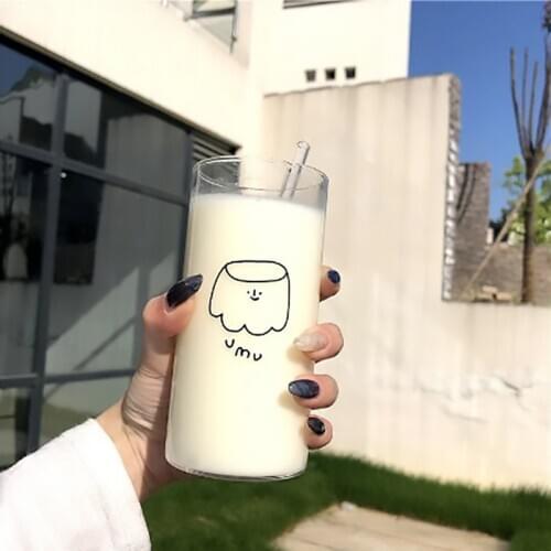 Creative Water Glass Transparent Mug Coffee Drinking Glasses Cartoon Pudding Borosilicate Cups In Tumblers Juice Drinkware
