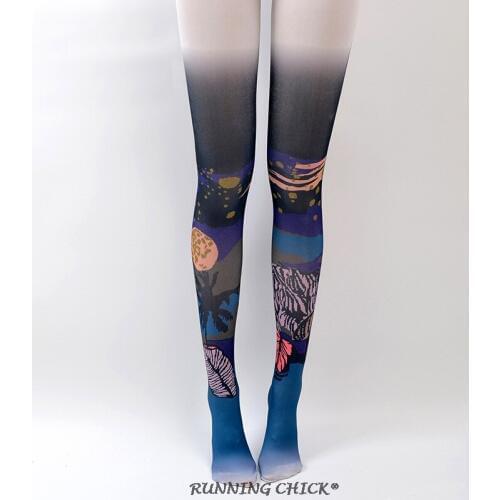 Creative Pantyhose Fake Spring And Autumn Thin Moon Shadow Bay Printed