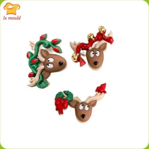 2015 new LXYY DIY mini reindeer mold resin glue silicone mold Christmas series chocolate silicone mold
