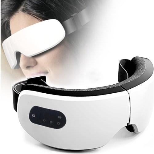 4D Eye Massager with Heat Compression,Vibration Bluetooth Music Rechargeable Eye Care Therapy Massager for Relieve Eye Strain