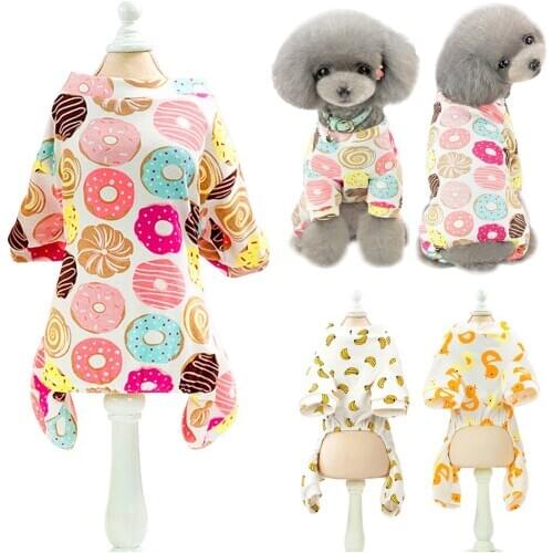 Cute Small Dogs Pajamas Pet Dogs Cat Clothes Puppy Jumpsuit Dogs Print Clothing Shirt for Chihuahua Yorkshire French Bulldog