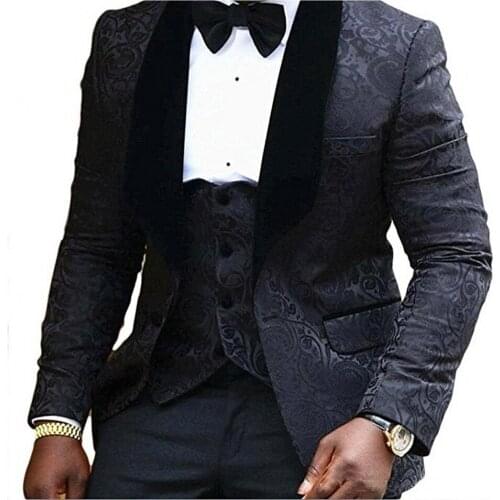 Custom Made Men Suits Groom Tuxedos Shawl Velvet Lapel Groomsmen Wedding Best Man 3 Pieces ( Jacket+Pants+Vest+Bow Tie ) C901