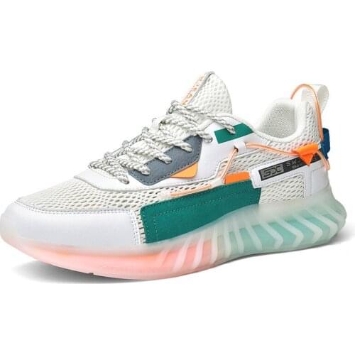 Mens Casual Running Sneakers 2021 Summer New Mesh Fashion Breathable Non-slip Wear-resistant Shock Absorption