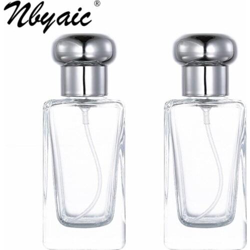Nbyaic1pcs square transparent glass bottle mushroom head cover 25ml portable spray bottle perfume packed empty bottle
