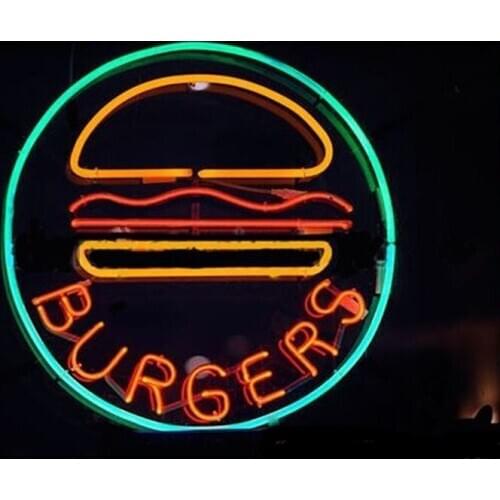Neon Sign For Burgers Real Glass Tubes Beauty Lamp Beer Hotel Lamp resterant light advertise custom LOGO Handmade art light