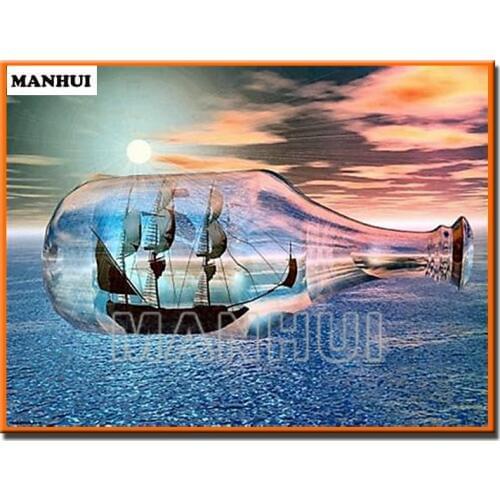 NEW diy Diamond Embroidery diamond Mosaic Resin Home Decor 3D Diamond Painting Cross Stitch drifting bottle Pattern MH415