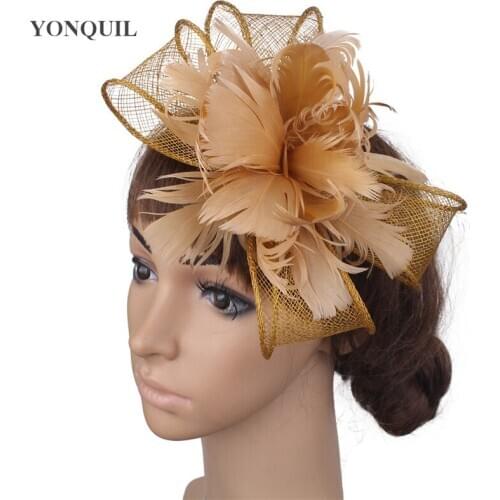 Charming Sinamay Bride Headwear Wedding Fascintor Hair Accessories With Fancy Feathers Hair Pin Mesh Headdress For Women Marry