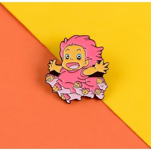 Cute Anime Howls Moving Castle Alloy Badge Icons on The Backpack Pin Brooch Badge Figure Toys Kids Girl Gift