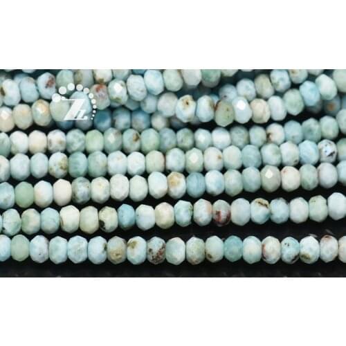 Loose beads roundelle faceted Larimar 3*6mm 14" for DIY jewelry making FPPJ wholesale beads nature gem stone