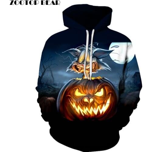 ZOOTOP BEAR Jack-O'-Lantern Hooded Sweatshirts 3d Halloween Hoodie Mens Hoodies Tracksuits Fire Pumpkin Pullover Drop Ship Coat