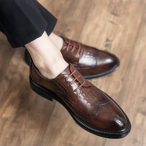 Fashionable mens office shoes casual shoes breathable comfortable antiskid leather casual shoes driving Mocha outdoor shoes CIM