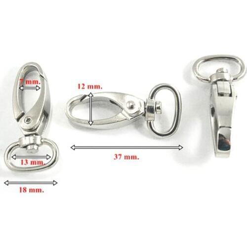 Clasps Lobster Swivel Trigger Clips Snap Hook, Nickel plated, Bag Clasps 12 x 37mm